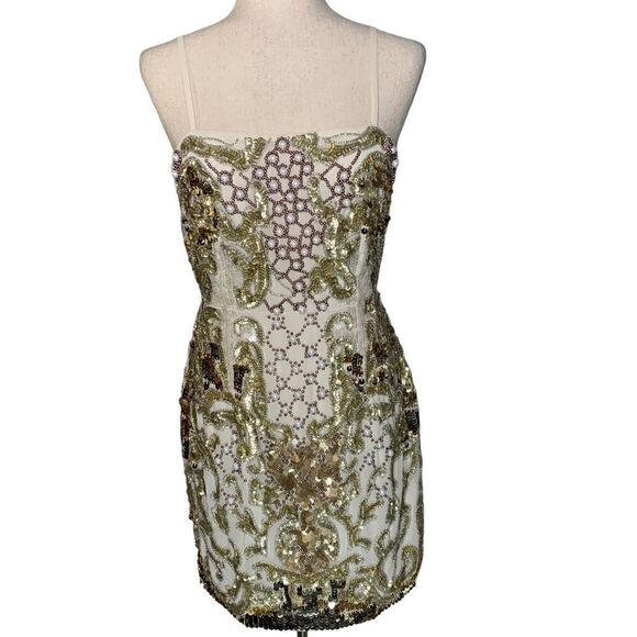 Asos Design Edition Pearl Placement Cami Mini Dress | Size 6 - Picture 7 of 12